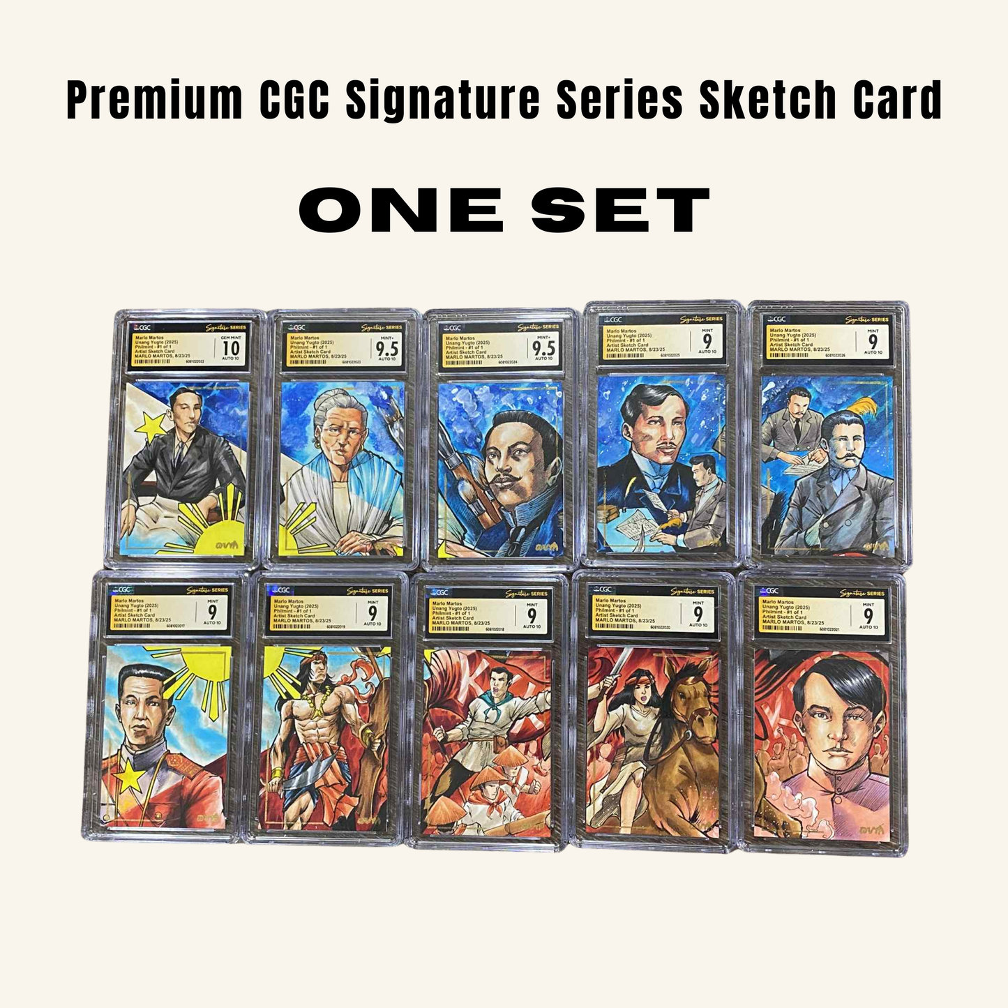 1/1 SET of Premium CGC Graded Sketch Cards