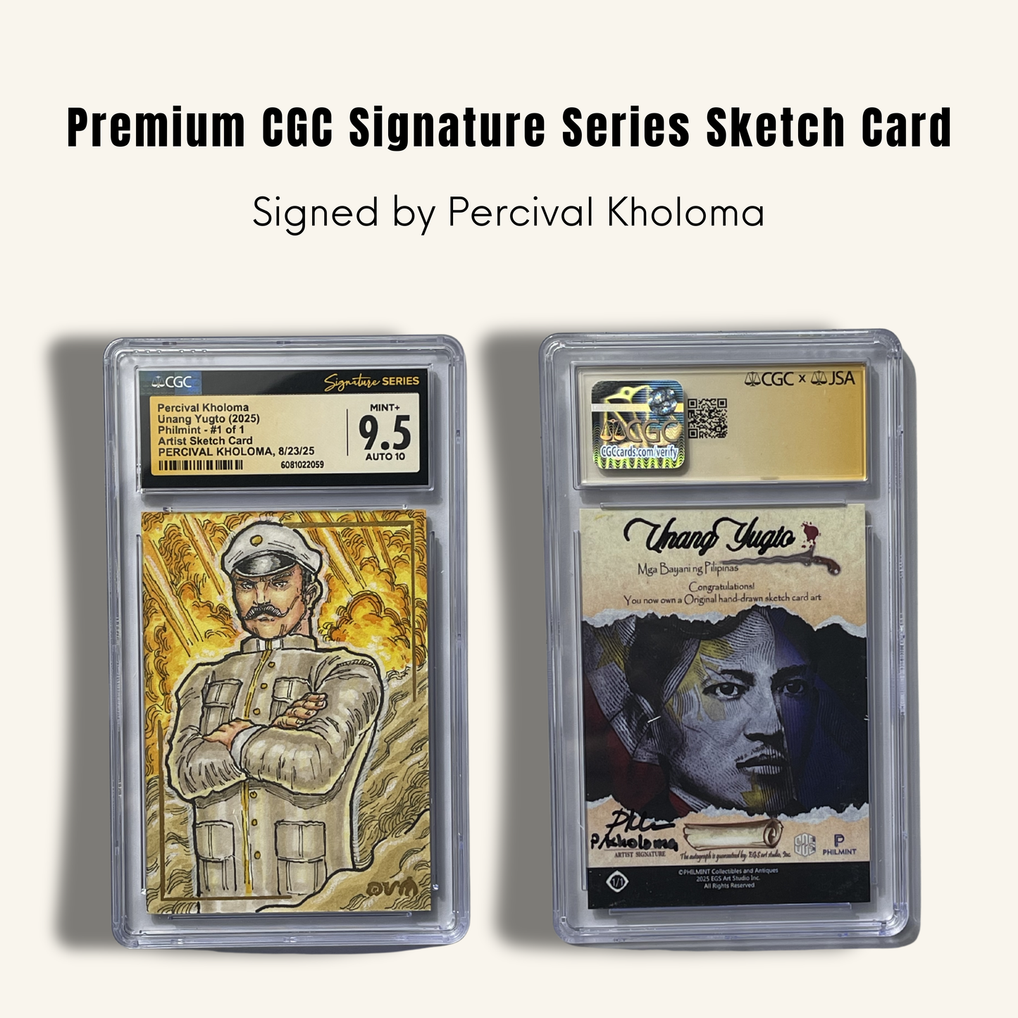 1/1 Premium CGC Graded Sketch Card. Signed by Percival Kholoma