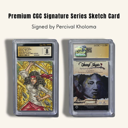 1/1 Premium CGC Graded Sketch Card. Signed by Percival Kholoma