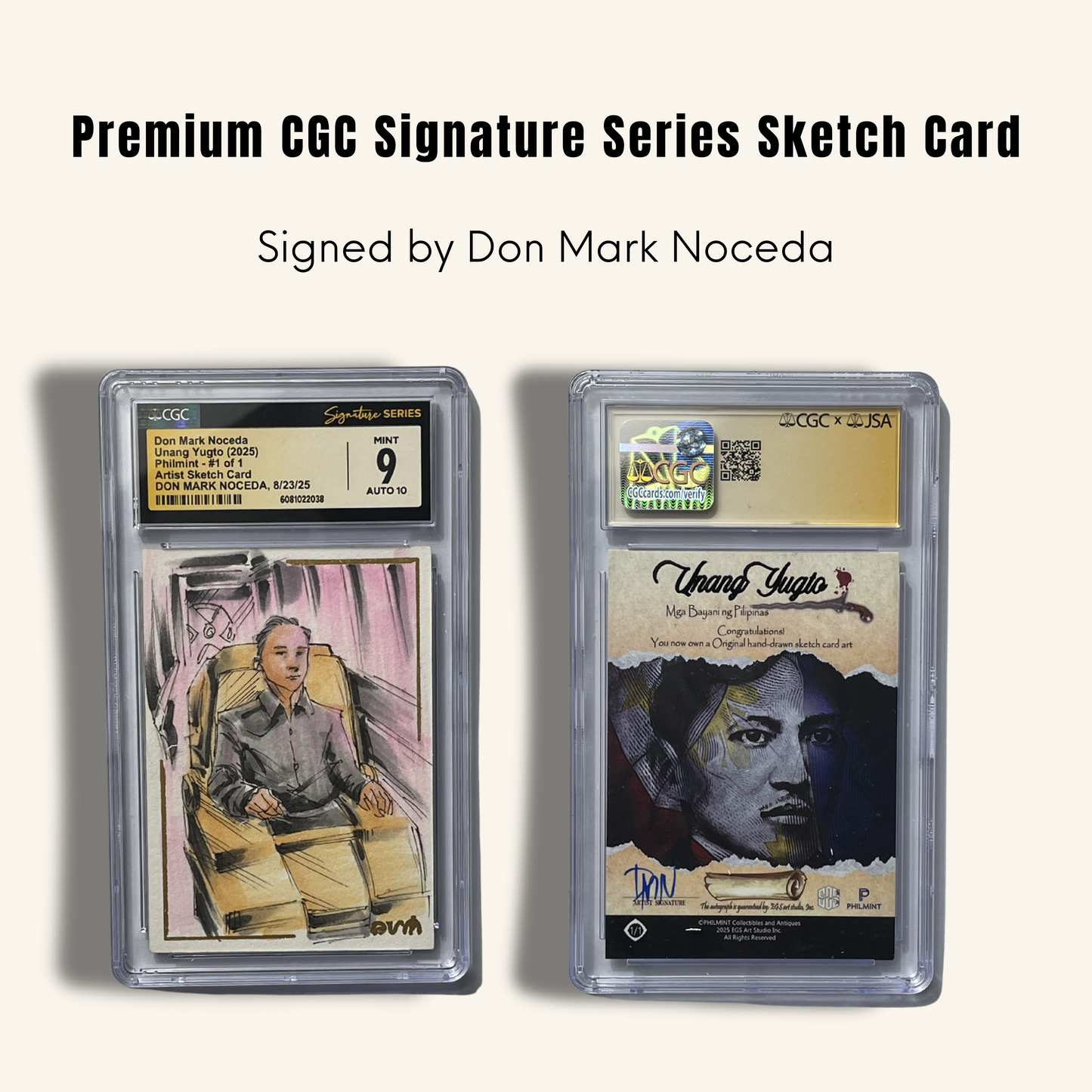 1/1 Premium CGC Graded Sketch Card. Signed by Don Mark Noceda