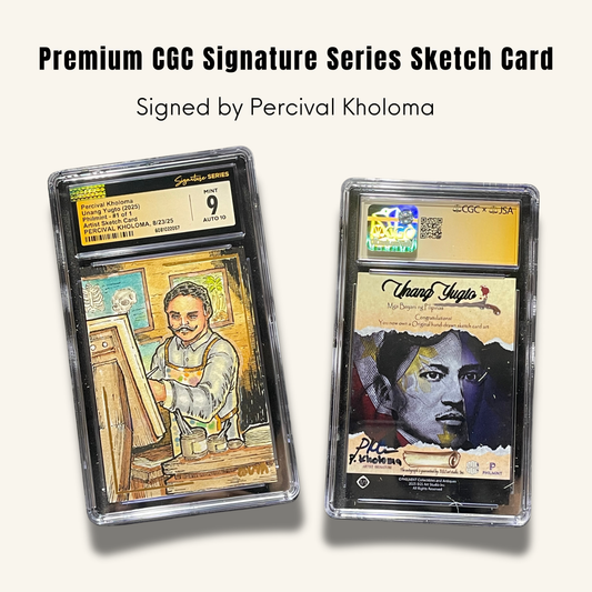 1/1 Premium CGC Graded Sketch Card. Signed by Percival Kholoma