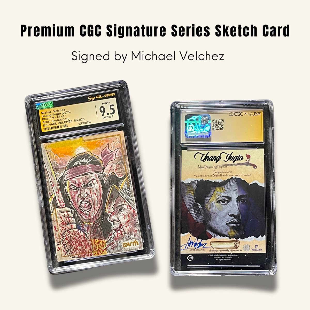 1/1 Premium CGC Graded Sketch Card. Signed by Michael Velchez