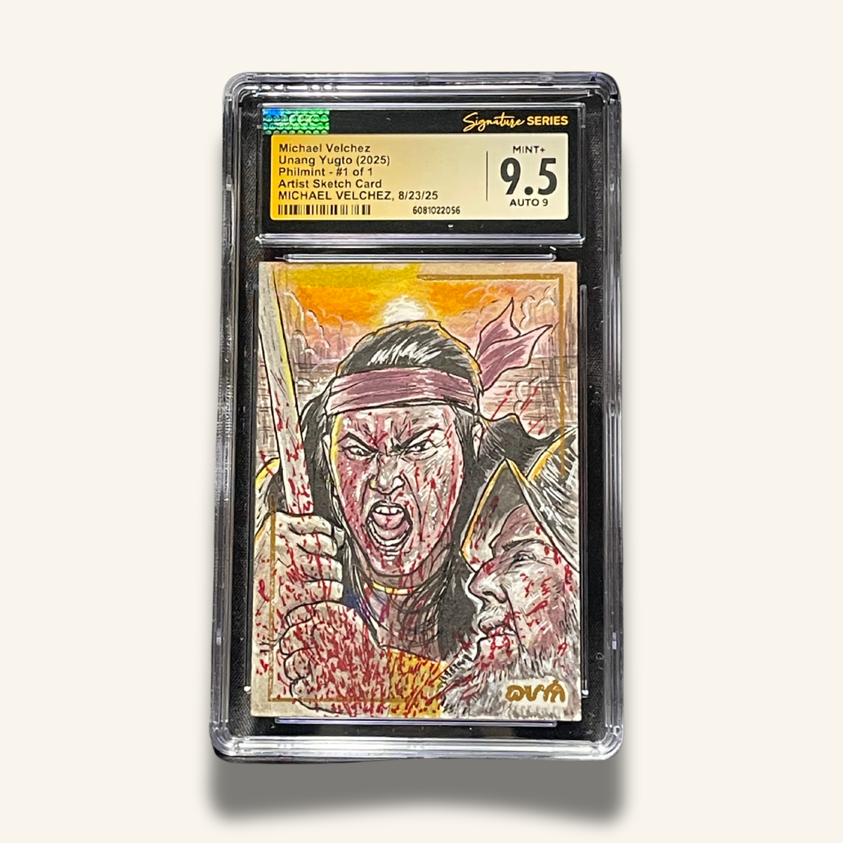1/1 Premium CGC Graded Sketch Card. Signed by Michael Velchez