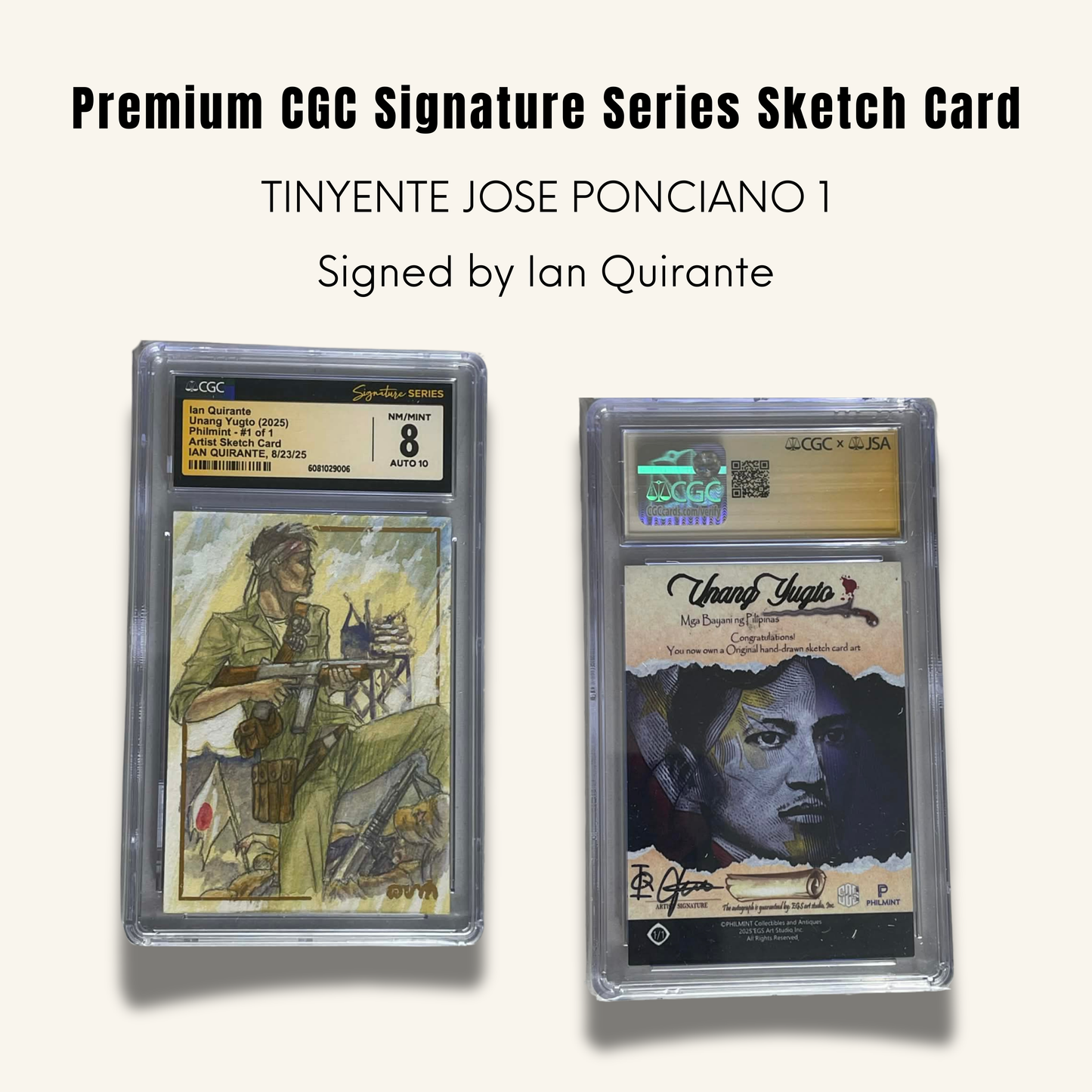 1/1 Premium CGC Graded Sketch Card. Tinyente Jose Ponciano 1
