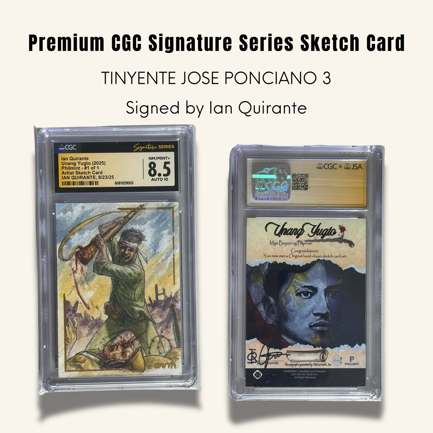 1/1 Premium CGC Graded Sketch Card. Tinyente Jose Ponciano 3