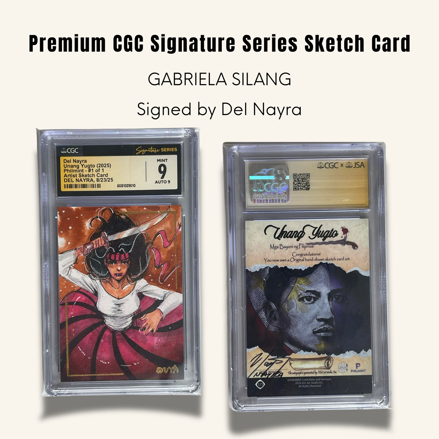 1/1 Premium CGC Graded Sketch Card. Gabriela Silang