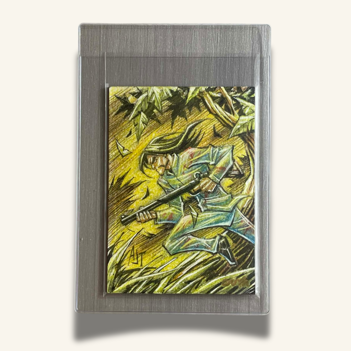 1/1 Premium Sketch Card. "Hunting in the Mountains"