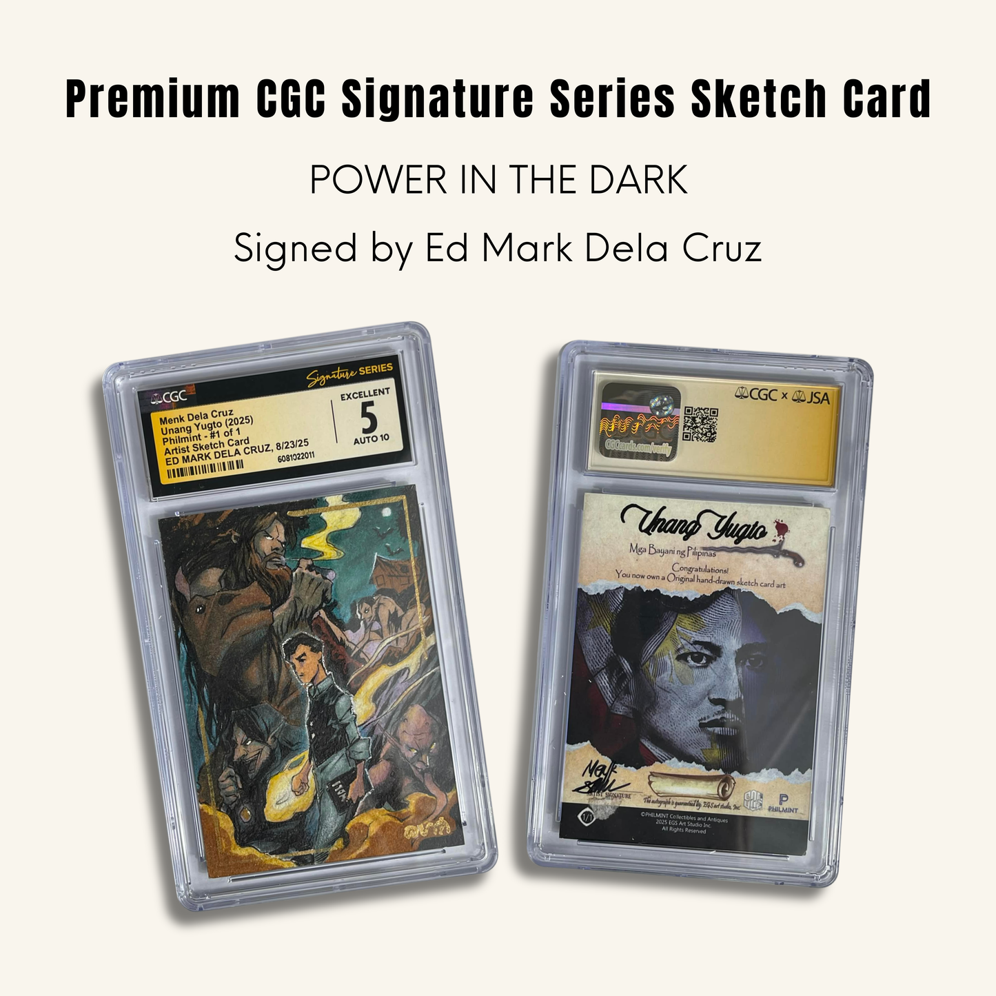 1/1 Premium CGC Graded Sketch Card. Power in the Dark