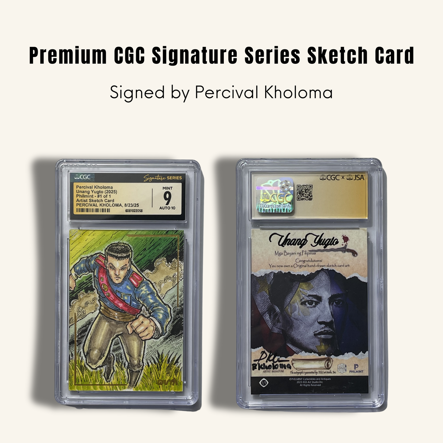1/1 Premium CGC Graded Sketch Card. Signed by Percival Kholoma
